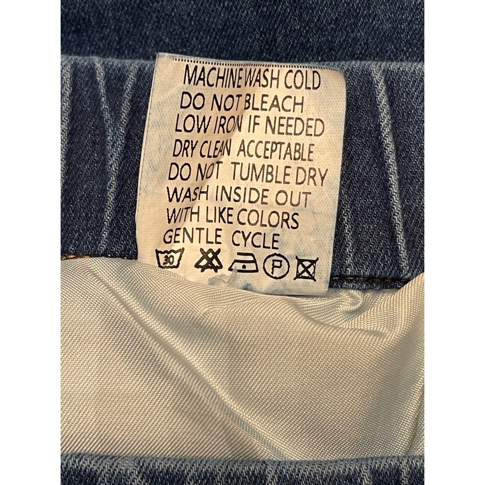 Women Blue‎ Wide Leg Pull On Denim Jeans Elastic Waist Front Seam Detail Medium - Picture 15 of 16
